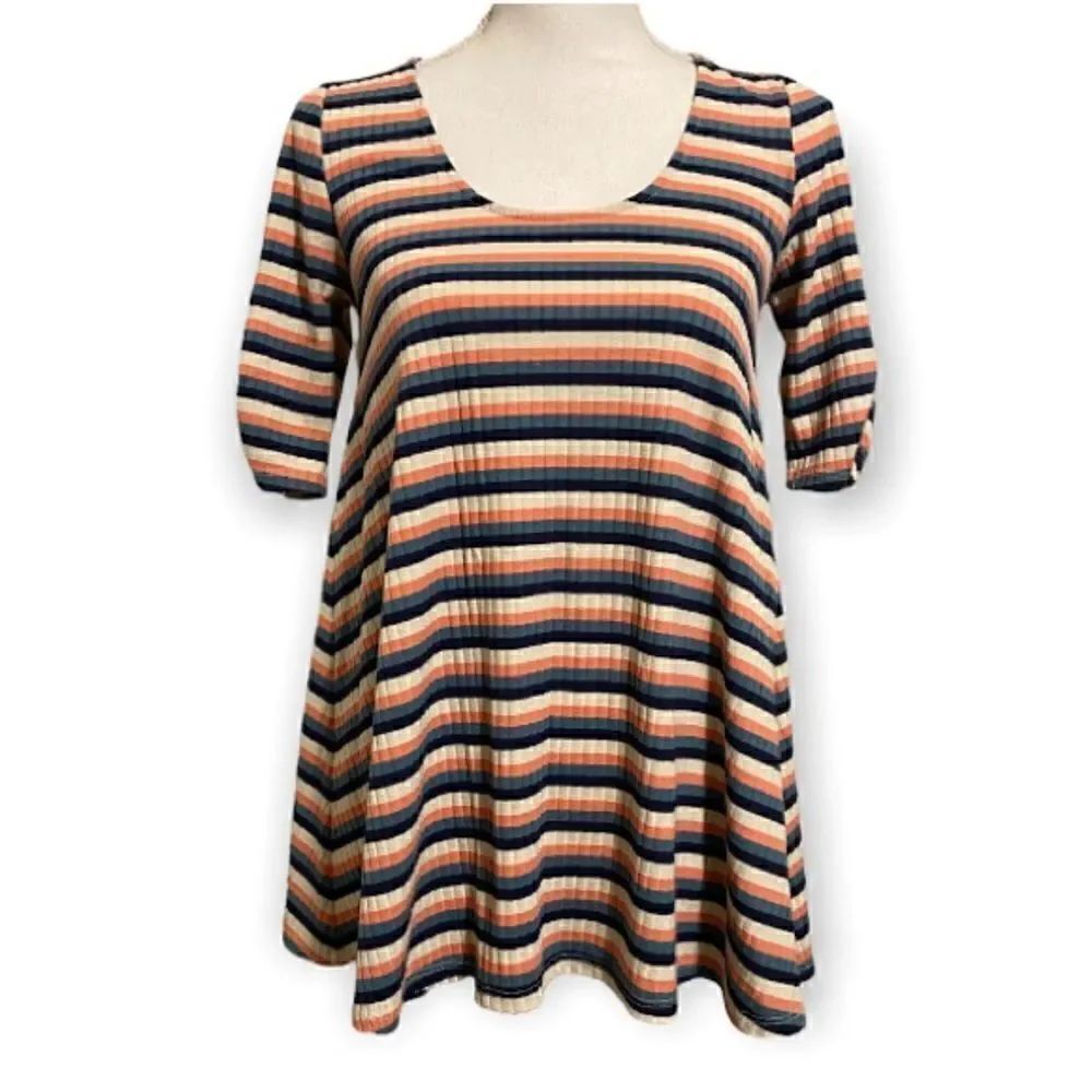 Anthropologie Puella Striped Ribbed Oversized Top
